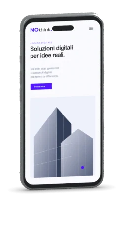 Smartphone con il sito NOthink mobile e ombra di appoggio